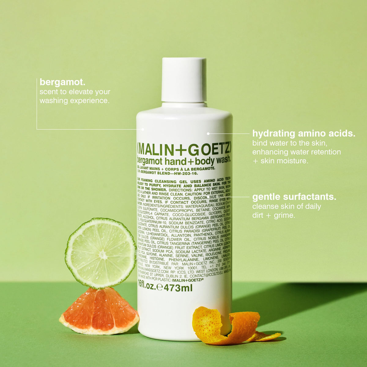 MALIN+GOETZ Bergamot Hand + Body Wash 16 fl oz back view
