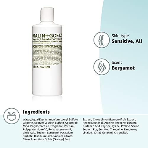 MALIN+GOETZ Bergamot Hand + Body Wash 16 fl oz side view