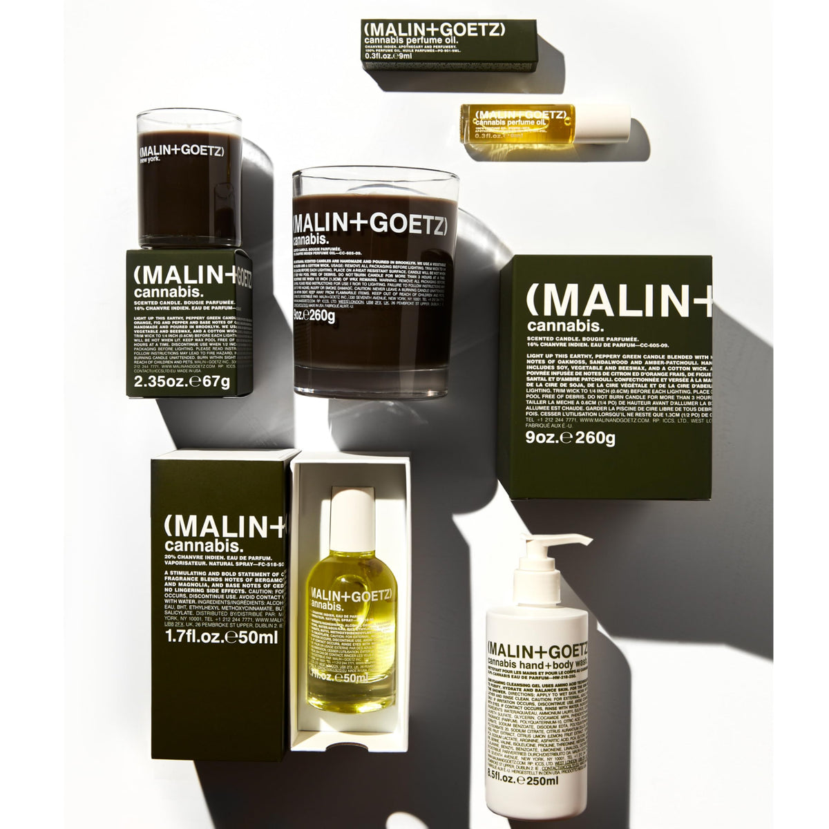 MALIN+GOETZ Cannabis Hand + Body Wash 8.5 fl oz on a sink