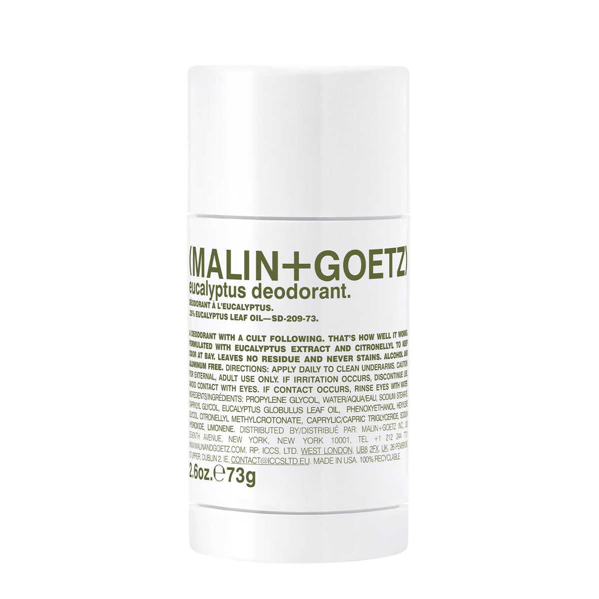 MALIN+GOETZ Eucalyptus Deodorant front view packaging