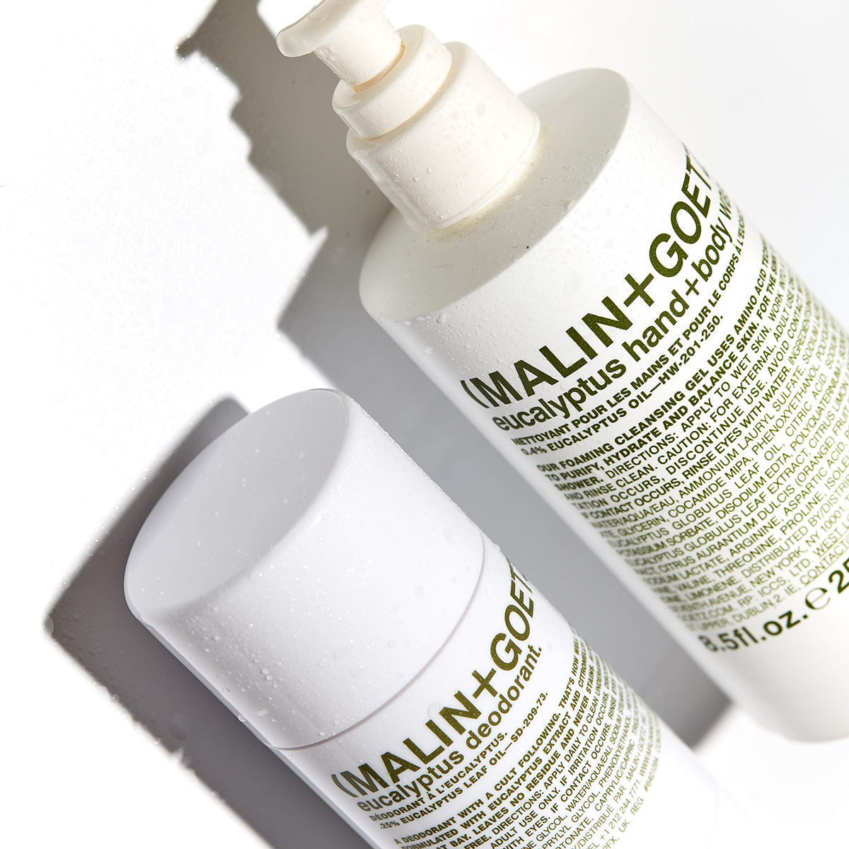 MALIN+GOETZ Eucalyptus Hand + Body Wash with eucalyptus leaves