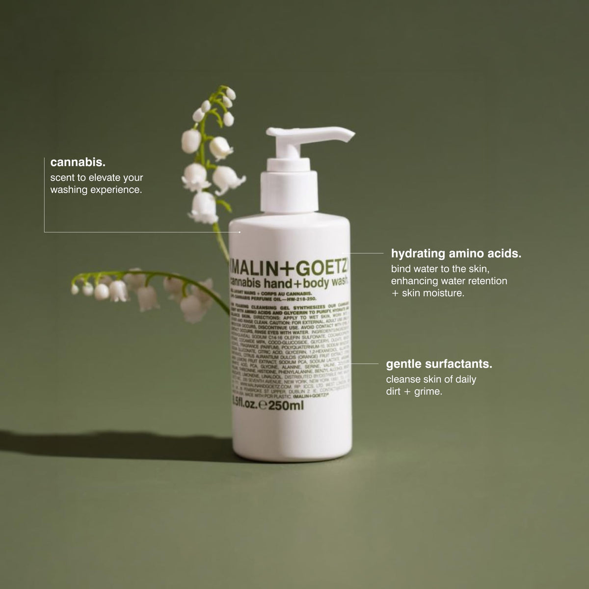MALIN+GOETZ Hand + Body Wash 16 fl oz side view