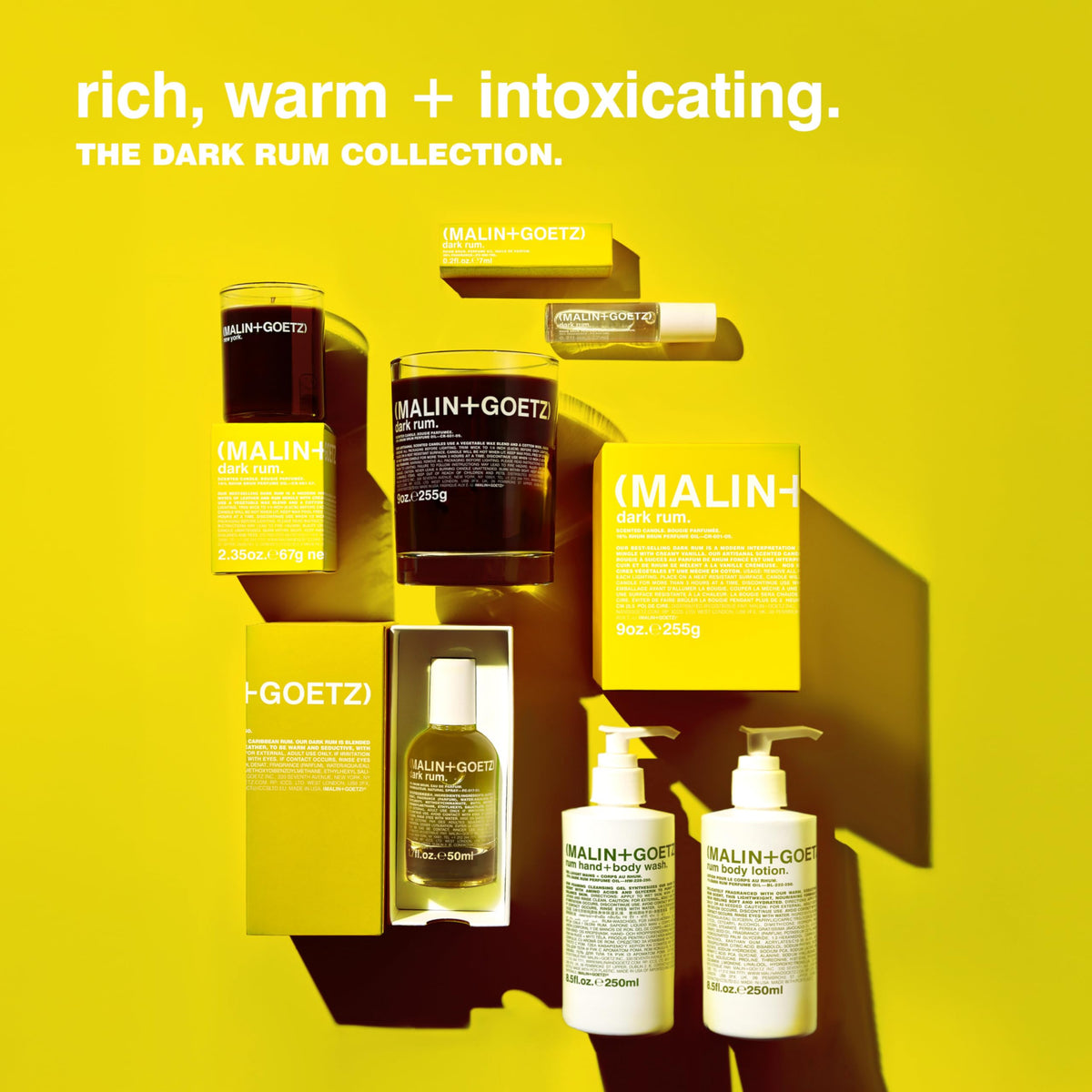 MALIN+GOETZ Rum Hand + Body Wash in bathroom setting