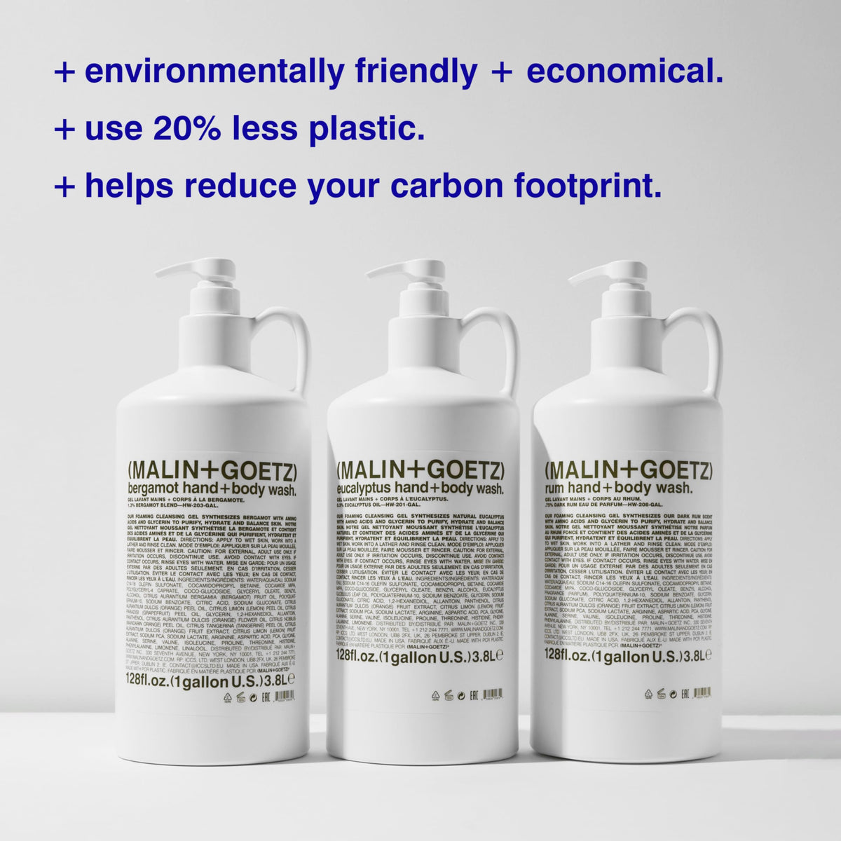MALIN+GOETZ Rum Hand + Body Wash packaging details
