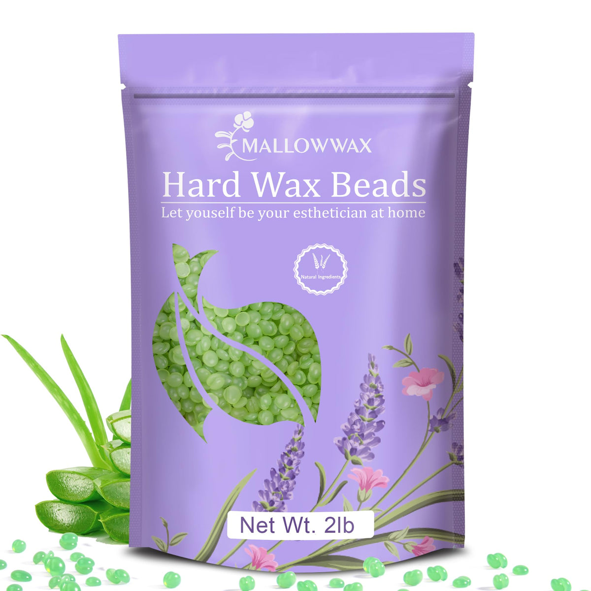 Mallowwax 2LB Aloe Hard Wax Beads front view