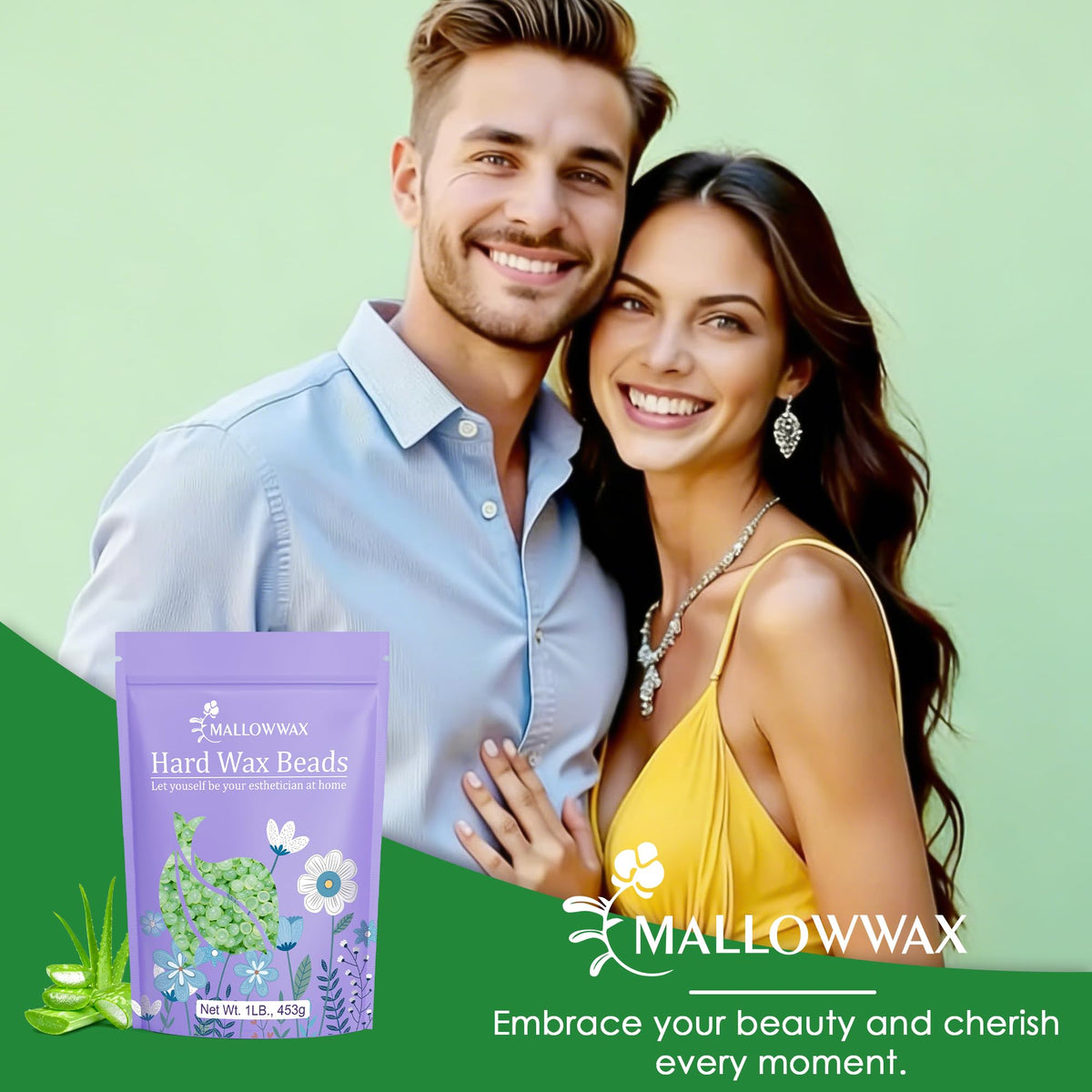 Mallowwax Aloe Hard Wax Beads for full body use