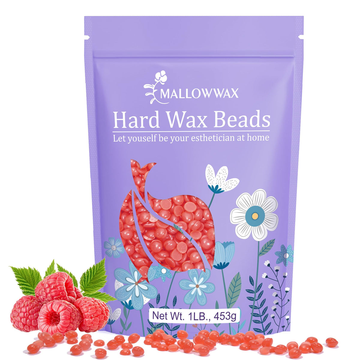 Mallowwax Hard Wax Beads 1lb Strawberry Red front view