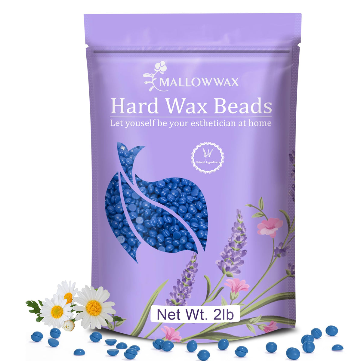 Mallowwax Hard Wax Beads 2LB blue wax front view