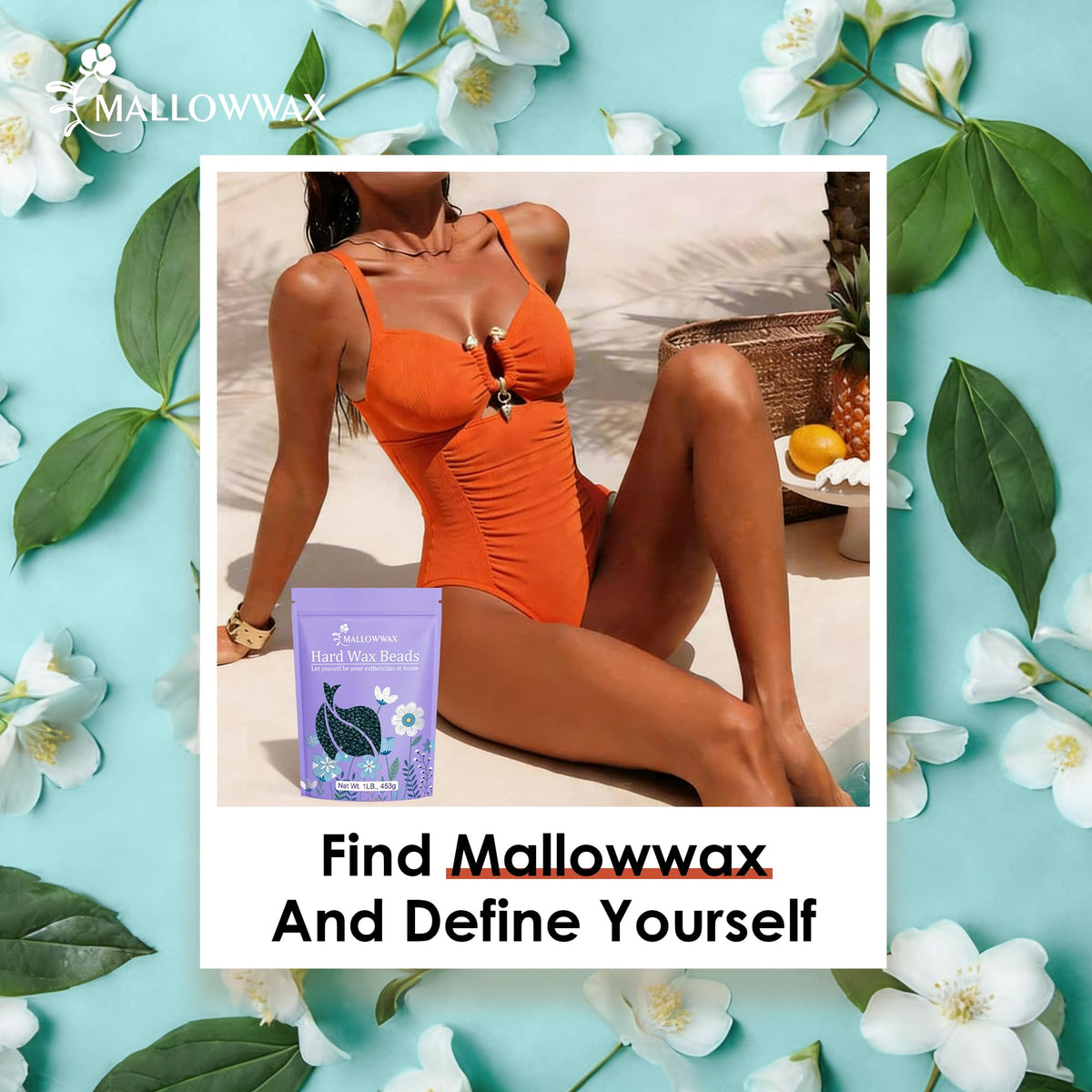Mallowwax Hard Wax Beads used on legs