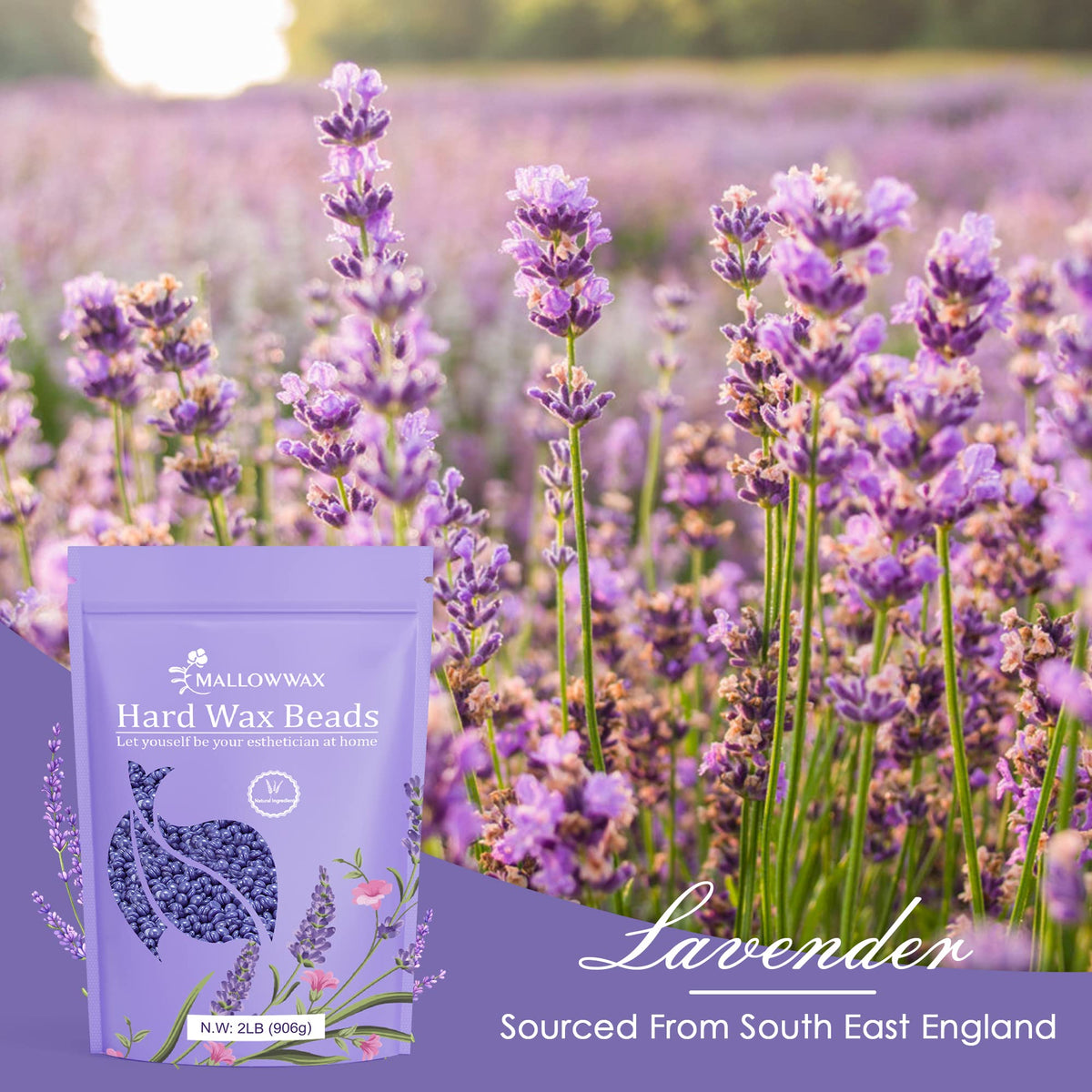 Mallowwax Lavender Wax Beads refillable container
