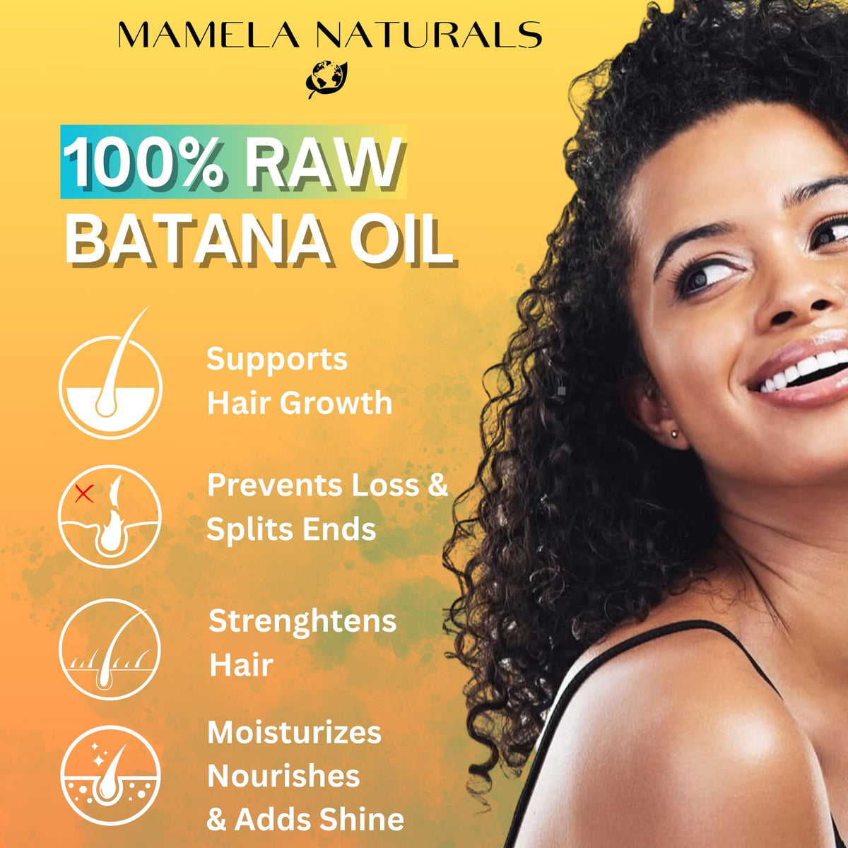 Mamela Naturals Raw Batana Oil 4oz side view