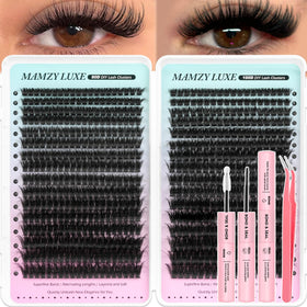 Mamzy Luxe Fluff Lash Clusters Kit 608PCS with various lash lengths