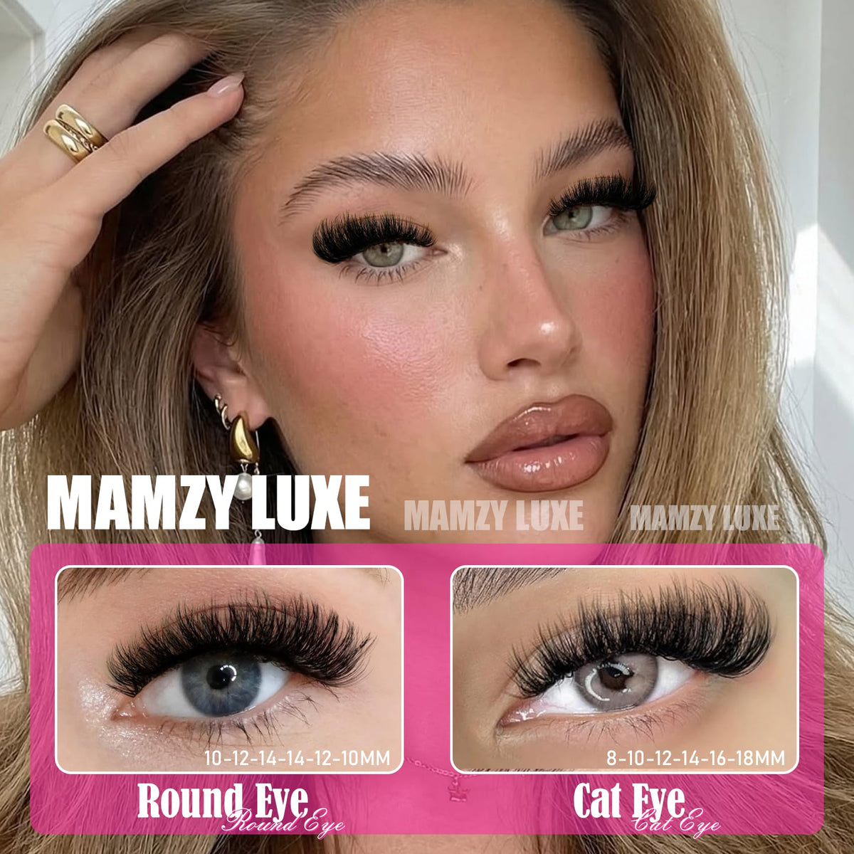 Mamzy Luxe Fluff Lash Clusters Kit in use on model