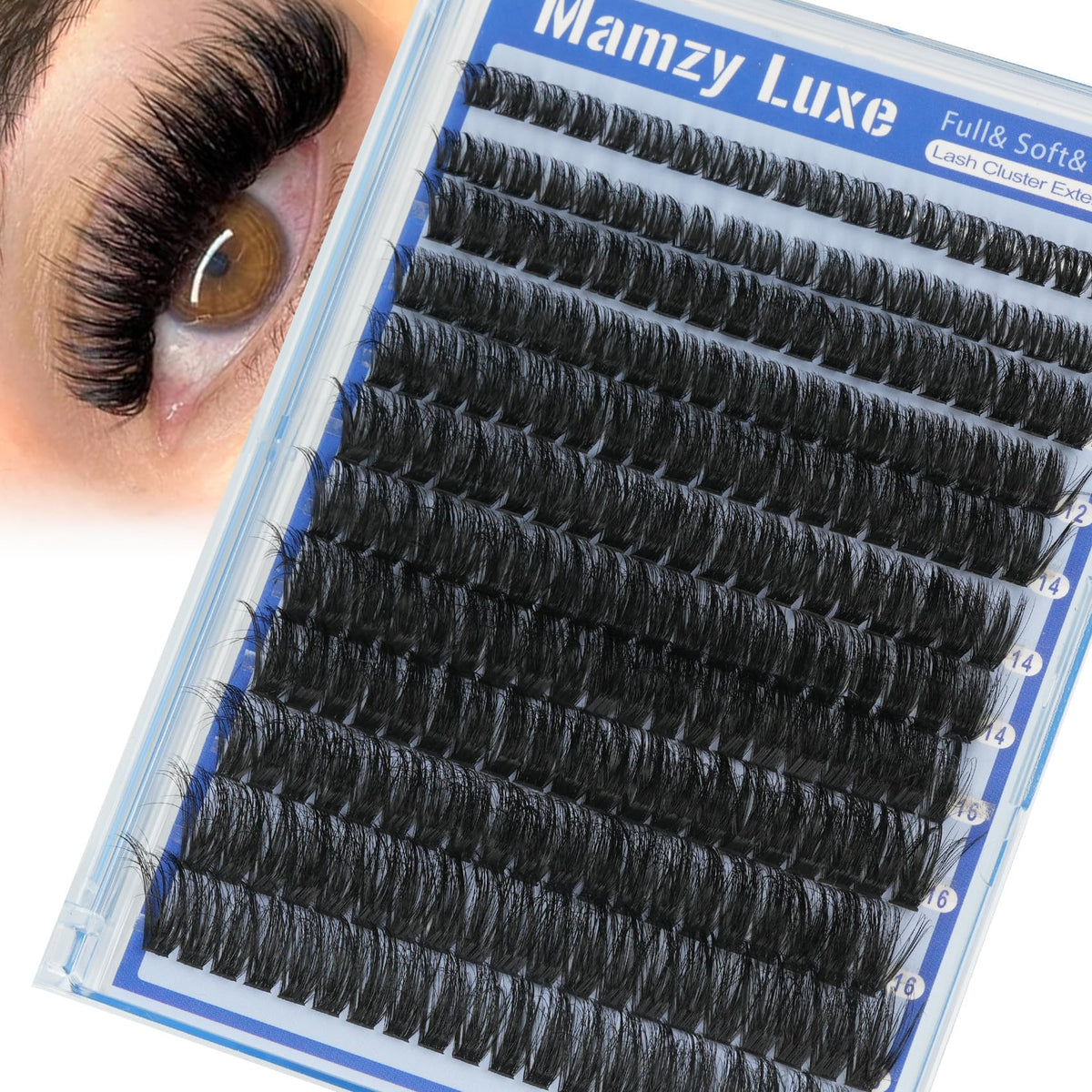 Mamzy Luxe Lash Clusters 100D D Curl front view