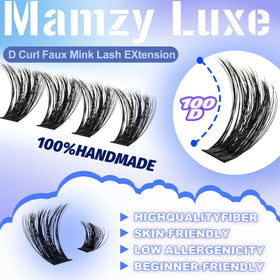 Mamzy Luxe Lash Clusters in use on model