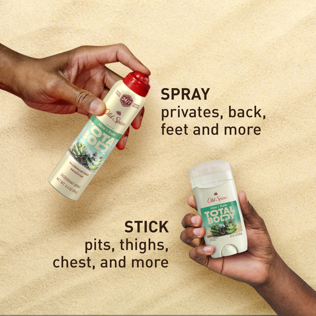 Man applying Old Spice Whole Body Deodorant Spray