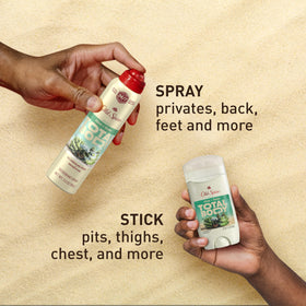 Man applying Old Spice Whole Body Deodorant Spray