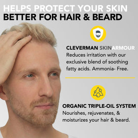Man showing off freshly dyed beard with CLEVERMAN product