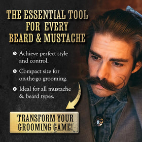 Man styling handlebar mustache with wax