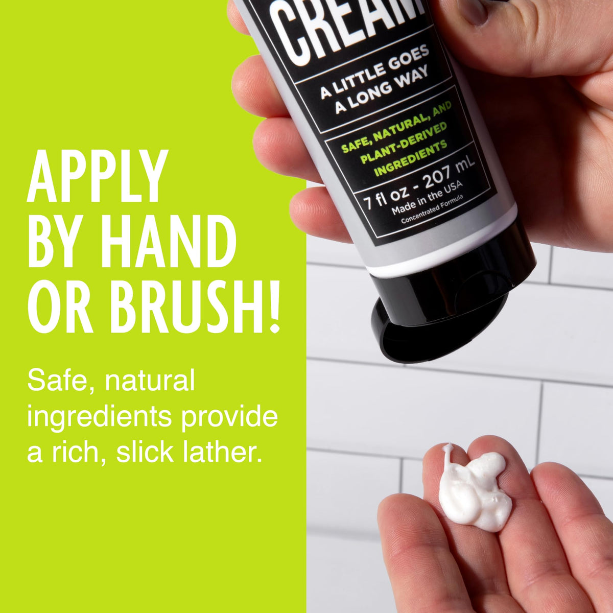 Man using Pacific Shaving Company Natural Shaving Cream in bathroom