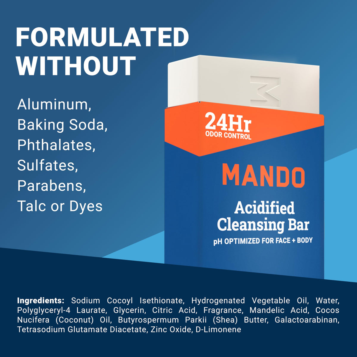 Mando Acidified Cleansing Bar Pro Sport on a bathroom shelf