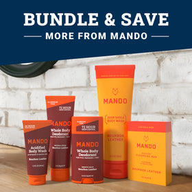 Mando Body Wash 8.5 oz Bourbon scent lifestyle use