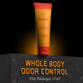 Mando Body Wash Bourbon 8.5 oz in shower setting
