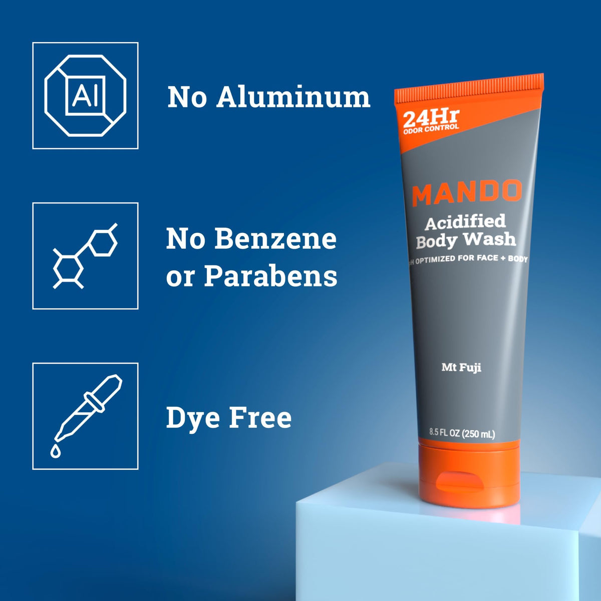 Mando Body Wash texture on hand, showcasing rich lather