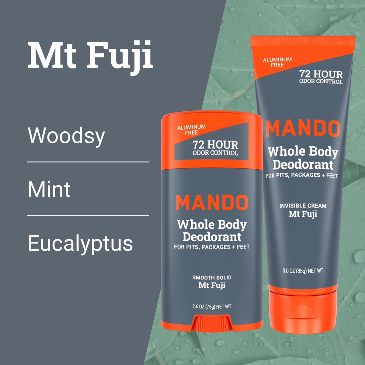 Mando deodorant application close-up on skin