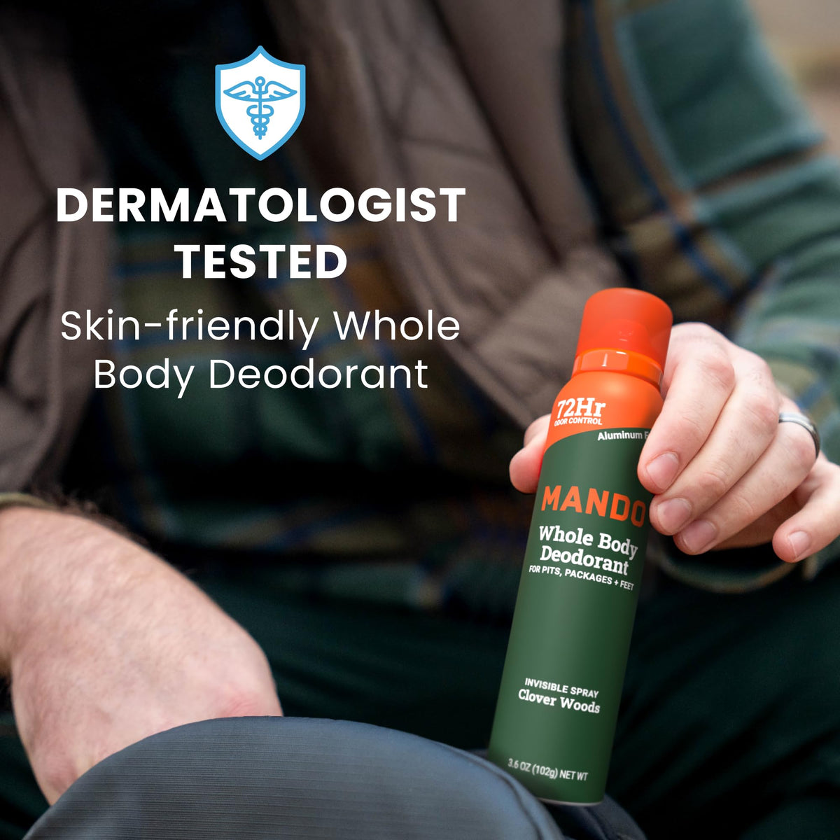 Mando deodorant can with packaging details