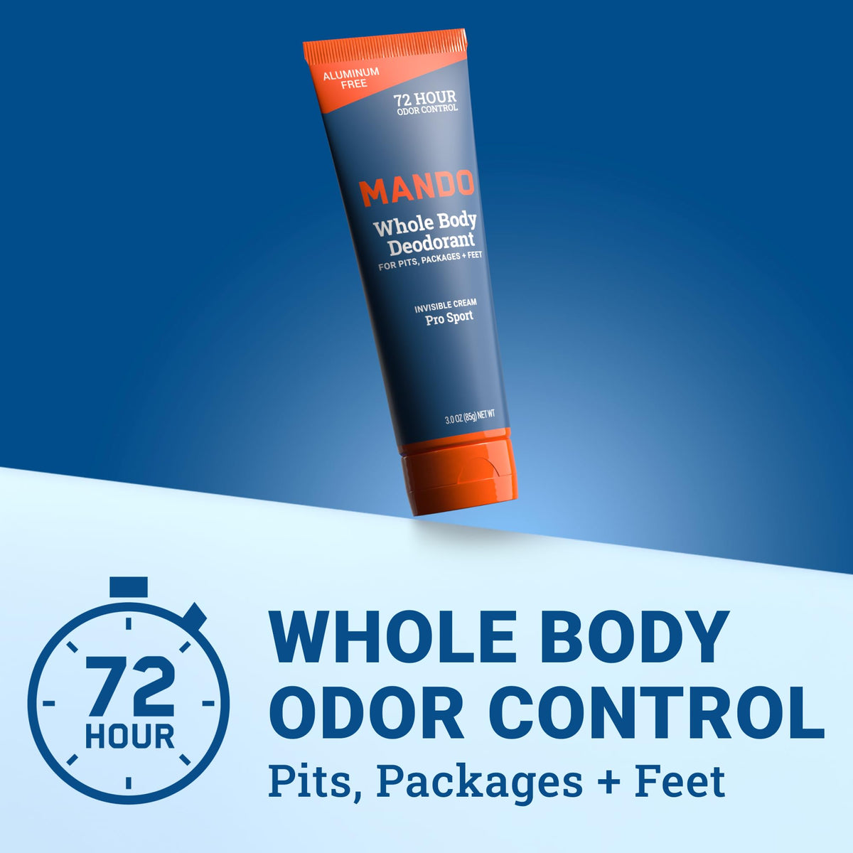 Mando deodorant cream application on the body