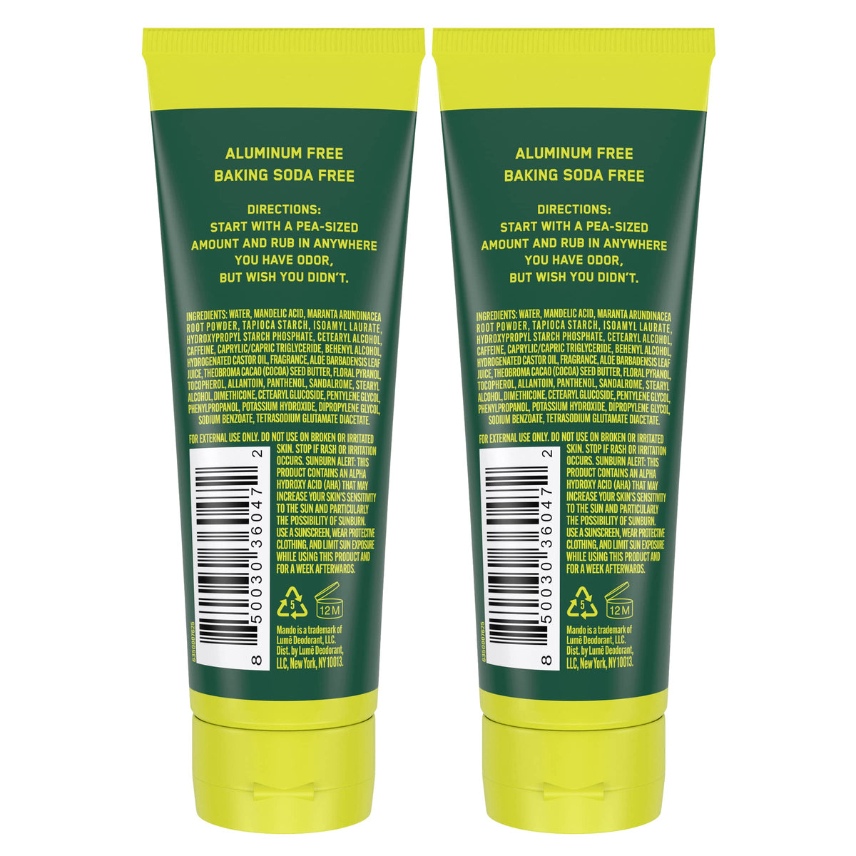 Mando deodorant cream pack showing 3 oz size