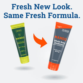 Mando deodorant cream tube with cap off