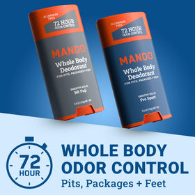 Mando deodorant packaging showing both sticks