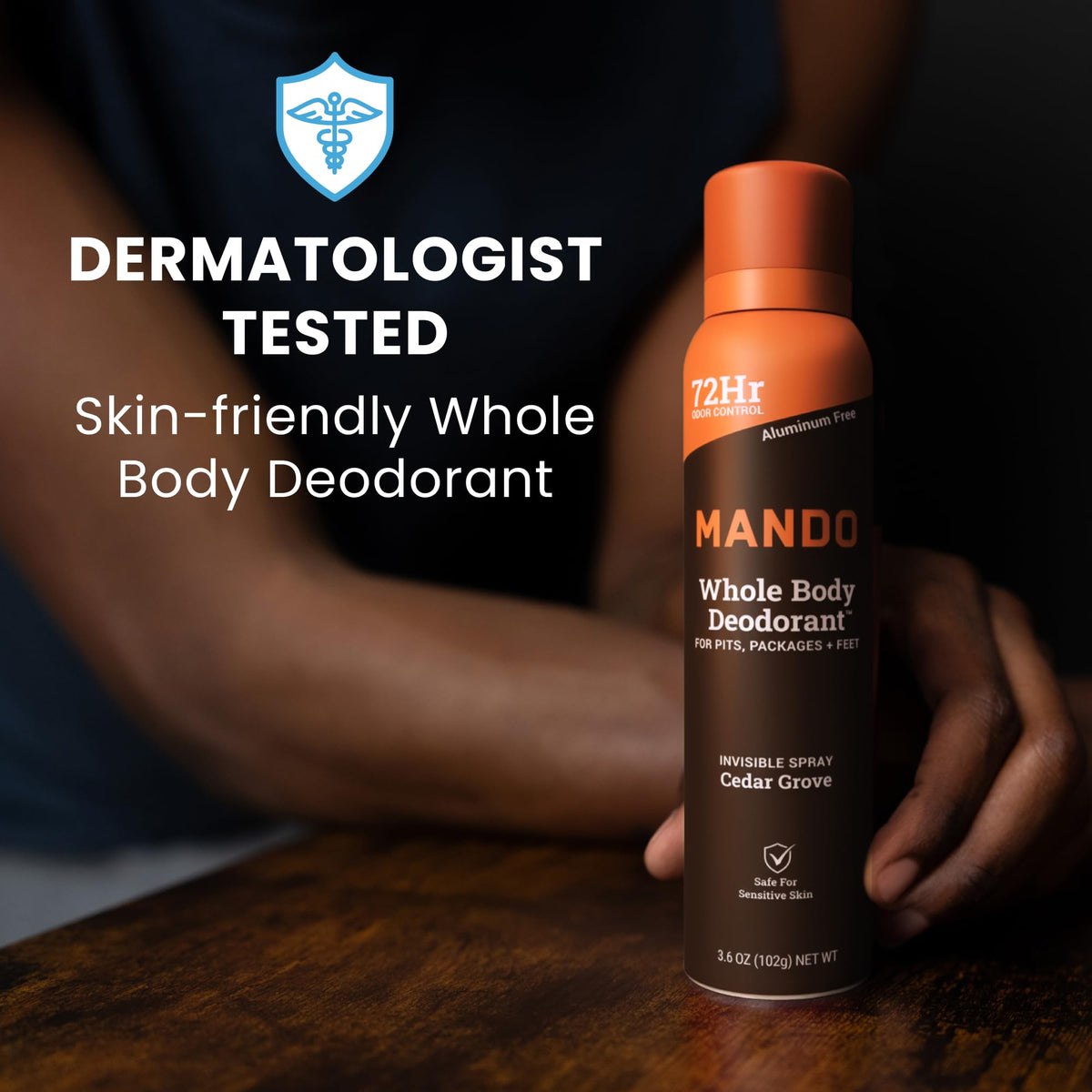 Mando deodorant spray bottle back view