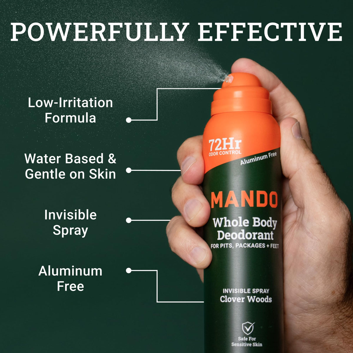 Mando deodorant spray nozzle close-up