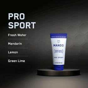 Mando Mini Body Wash tube with Mandelic Acid highlighted