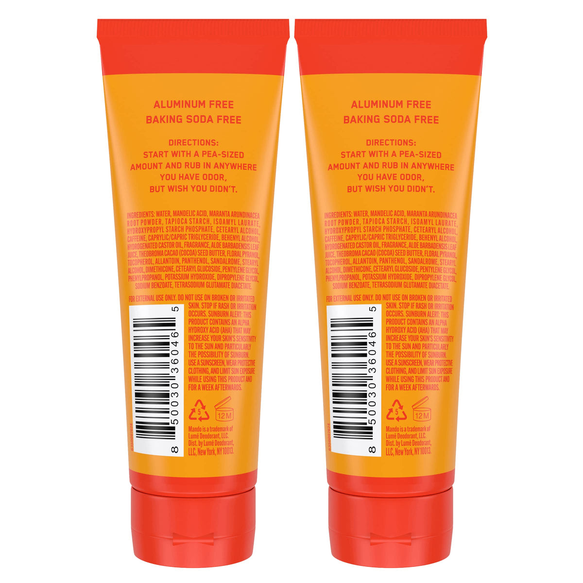 Mando Whole Body Deodorant Cream 3 oz Tube back view