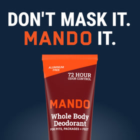 Mando Whole Body Deodorant Cream 3 oz Tube with ingredients list