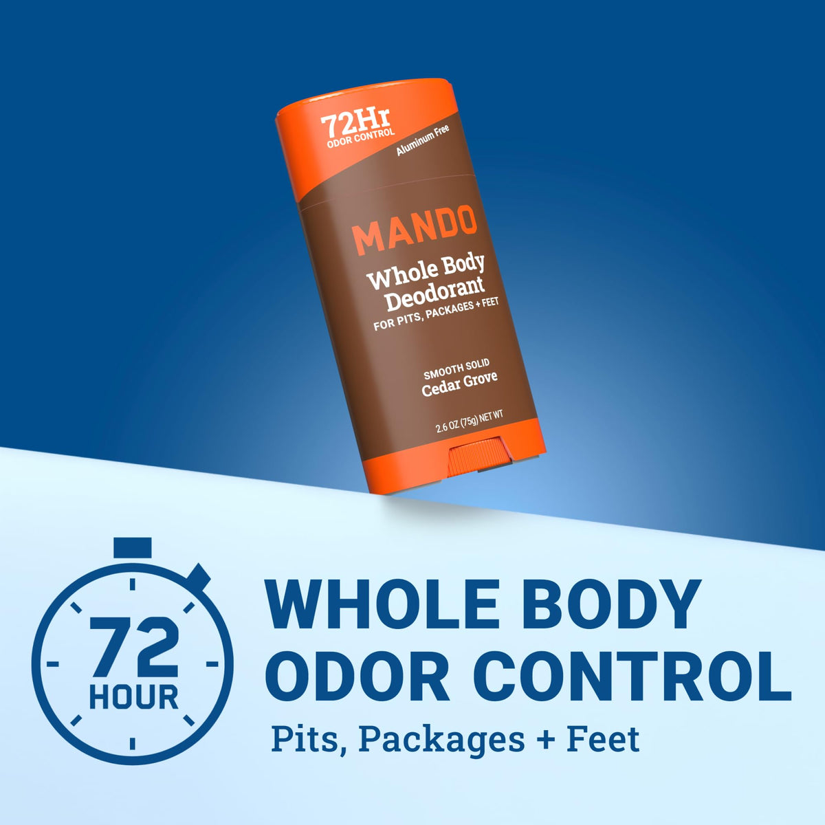Mando Whole Body Deodorant for Men Cedar solid stick back view
