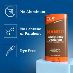 Mando Whole Body Deodorant for Men Cedar solid stick side view