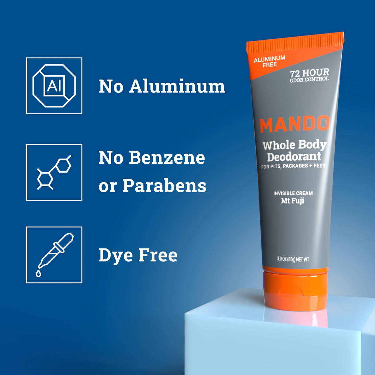 Mando Whole Body Deodorant for Men cream tube side view