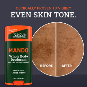 Mando Whole Body Deodorant for Men in use on skin