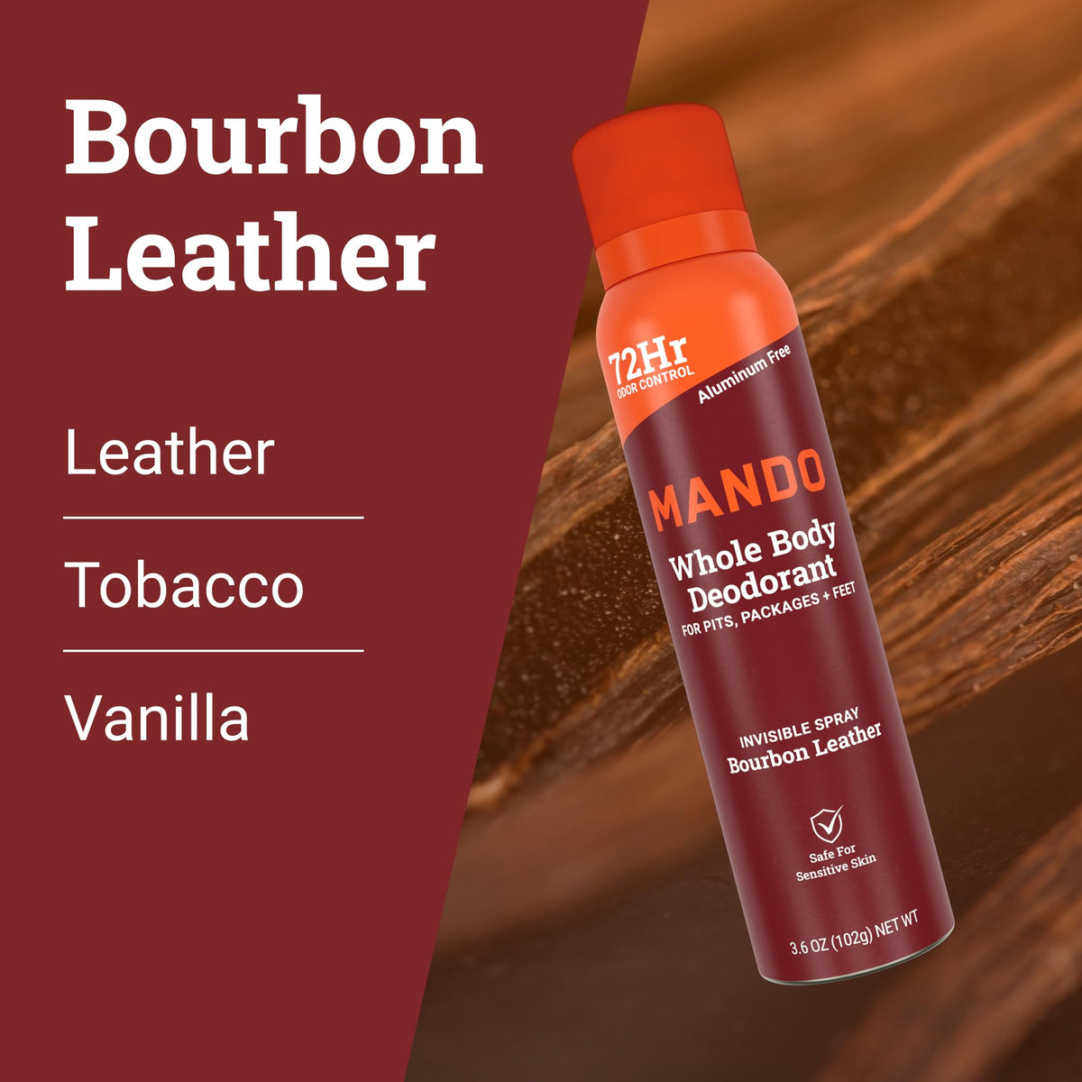 Mando Whole Body Deodorant for Men on Bathroom Shelf