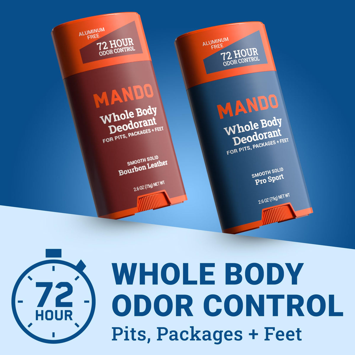 Mando Whole Body Deodorant for Men packaging display