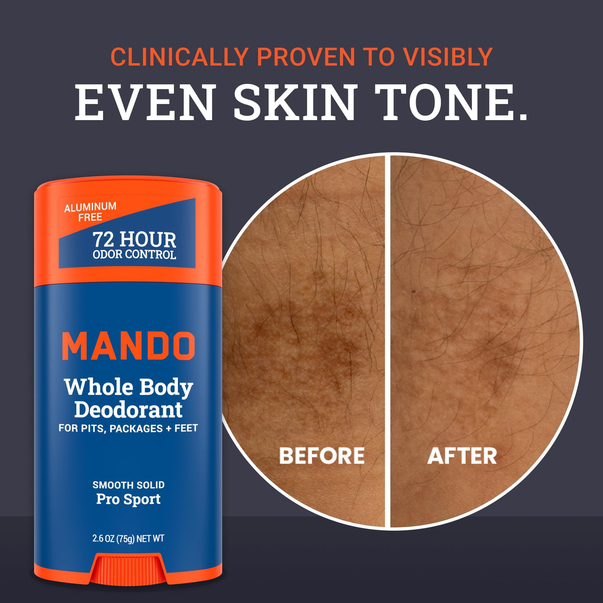 Mando Whole Body Deodorant for Men Pro Sport solid stick top view