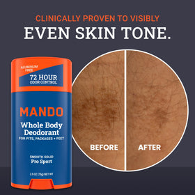 Mando Whole Body Deodorant for Men Pro Sport solid stick top view