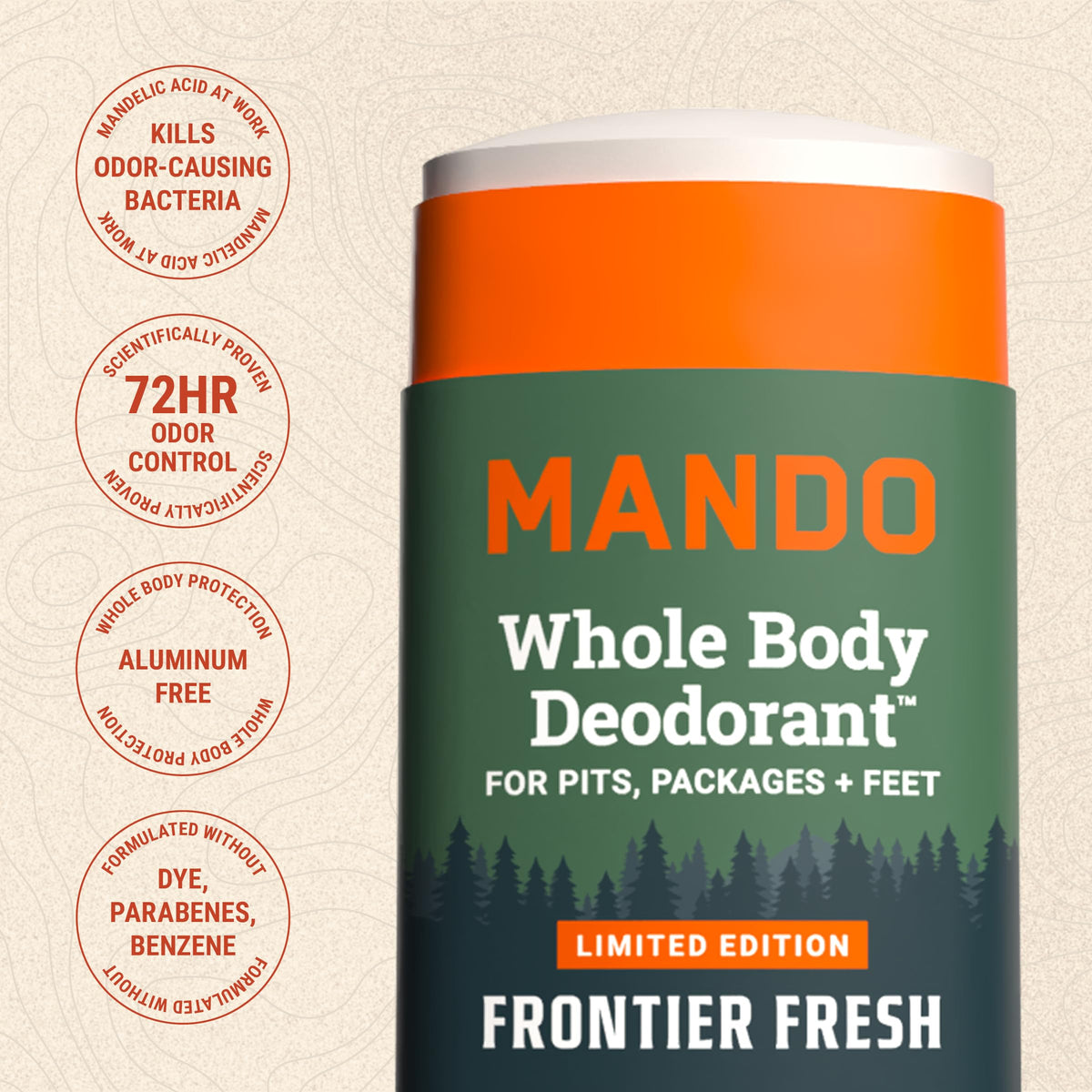 Mando Whole Body Deodorant for Men - Smooth Solid Stick