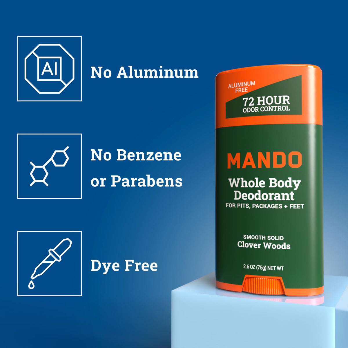 Mando Whole Body Deodorant for Men solid stick top view