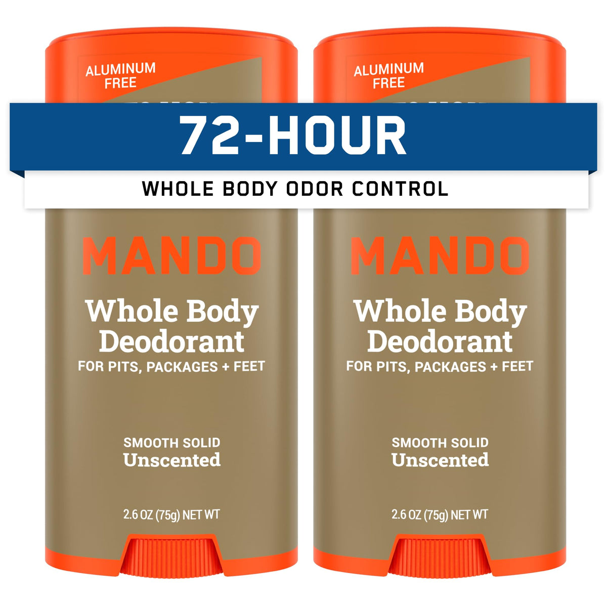 Mando Whole Body Deodorant for Men unscented solid stick front view